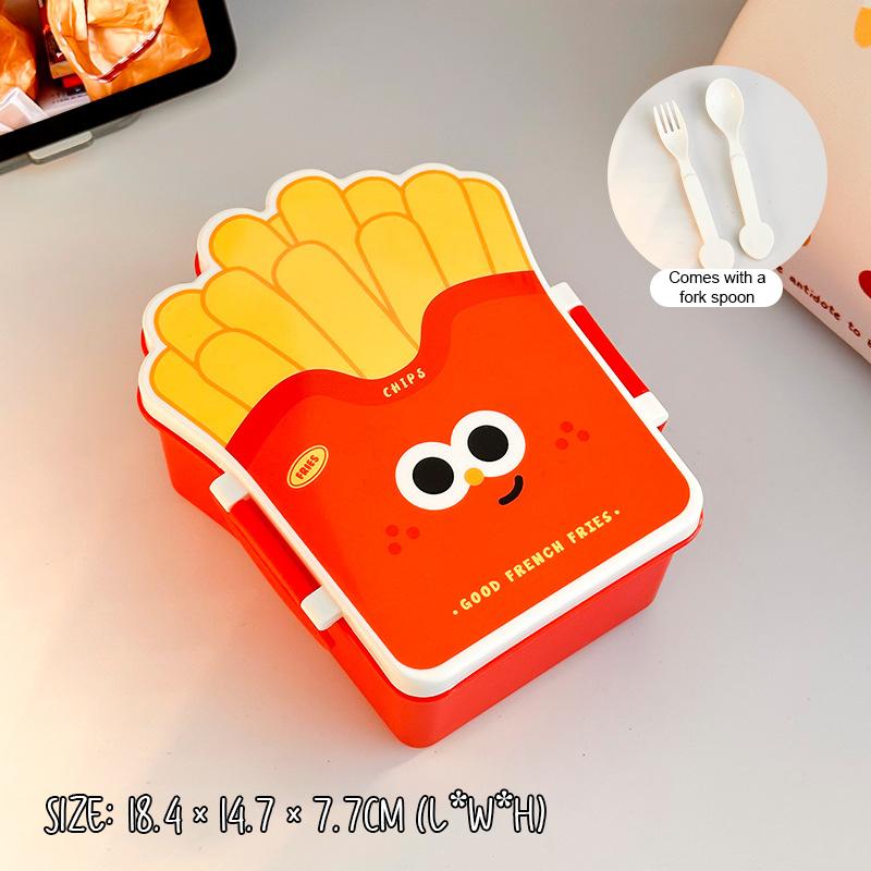 

Студенческий ланч-бокс бенто-бокс контейнер для салата и фруктов с разделением и сохранением ланч-бокс для офисного работника со столовыми приборами 18CM красный