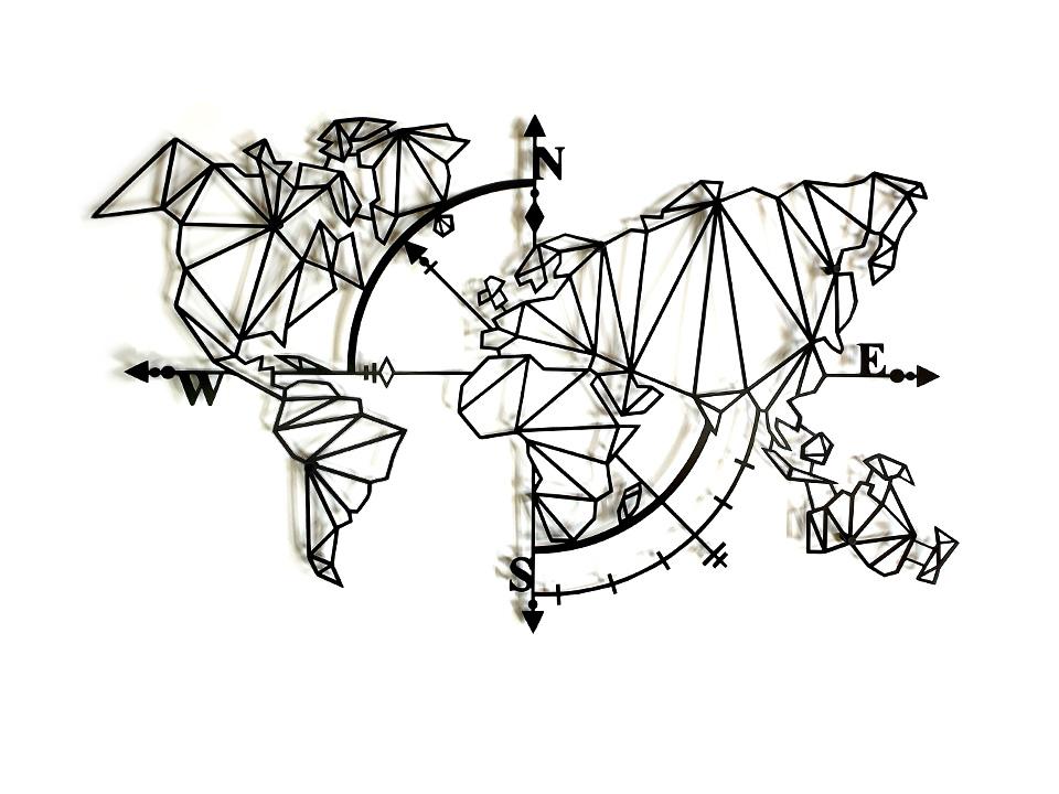 Decorizzly® Dekoracja Scienna Mapa Geo Compass