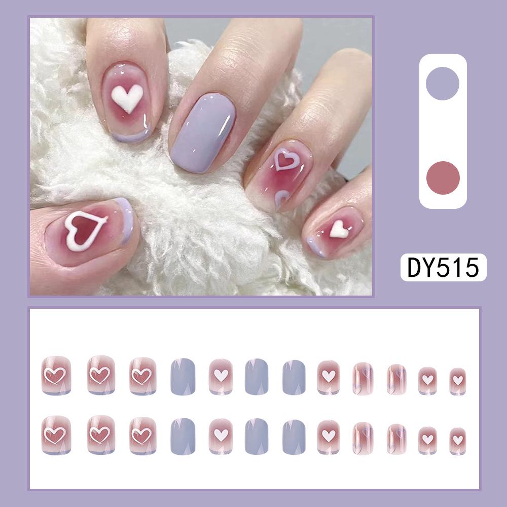 Purple Heart Gradient Marbled Nail Art Stickers - Square Style Wearable Tips