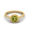 1.02 Ctw Round Peridot 925 Sterling Silver Gold Vermeil Bezel Set Solitaire Wedding Ring