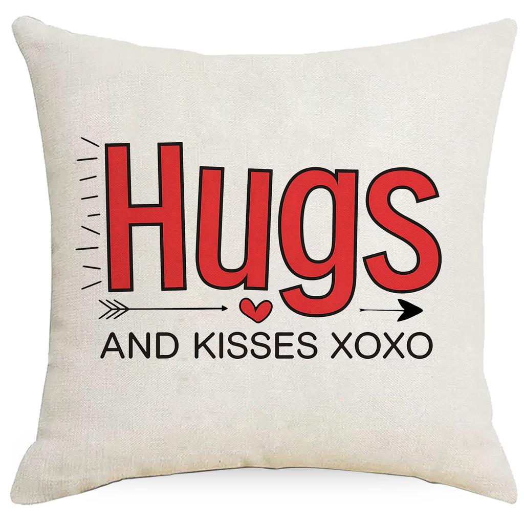 Red Love Letters Valentine's Day Pillowcase Linen Home Sofa Cushion Pillowcase