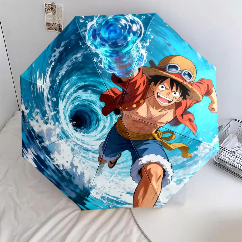 One Piece Luffy Battle Theme 8-Bone Automatic Folding Umbrella, Windproof, Perfect Gift for Daily Use