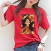 New Fashion Beauty Printed Tshirt Oil Painting Style Casual Short Sleeve Fashion Versatile Womens Tshirt