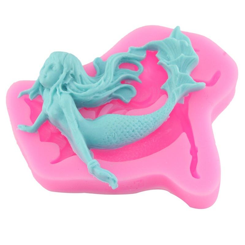 3D Beauty Mermaid Fairy Silicone Fondant Mould Cake Decor Chocolate Baking Mold