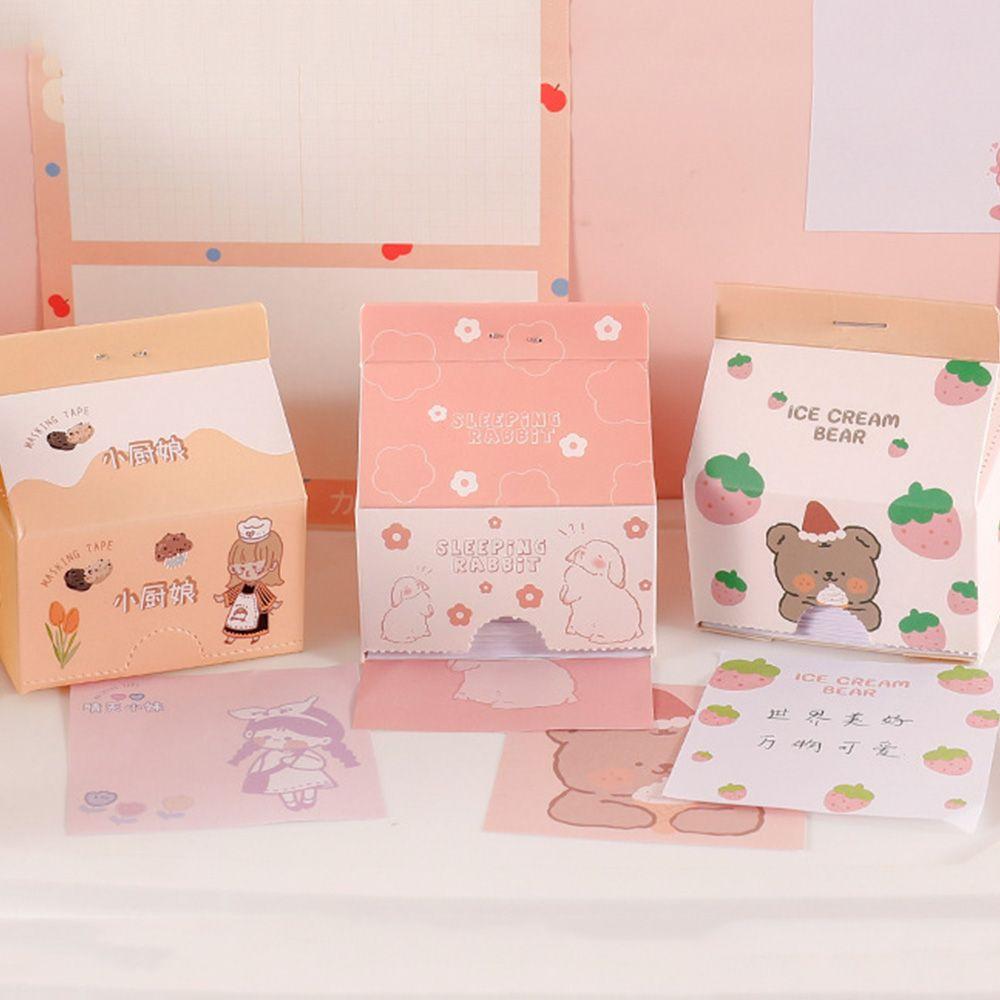 

Milk Box Office Supplies School Memo Pad Cartoon Sticky Notes Sticky Paper Removable Boxed Notepad D