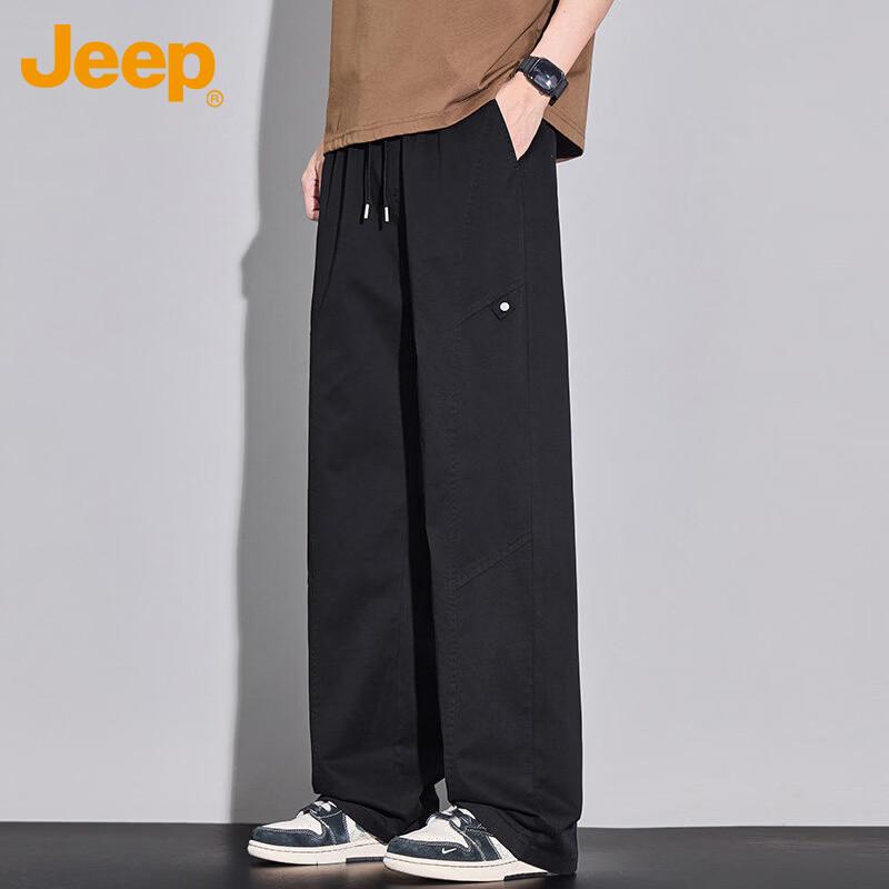 JEEP Men's Pure Cotton Relaxed Fit Straight-Leg Cargo Pants