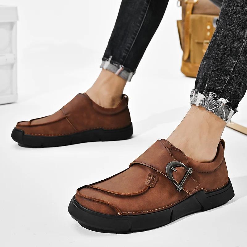 Fashion Fashion men shoes outdoor British Style Men Causal Shoe Genuine Leather Men Shoes High Quality men Shoes Zapatos Hombre