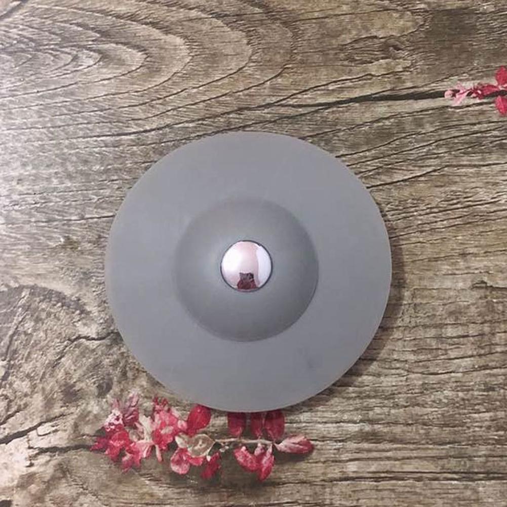 Gray Silicone Pop up Drain Cover Anti Odor Kitchen Bathroom Sink Strainer Stopper 10x3.6cm