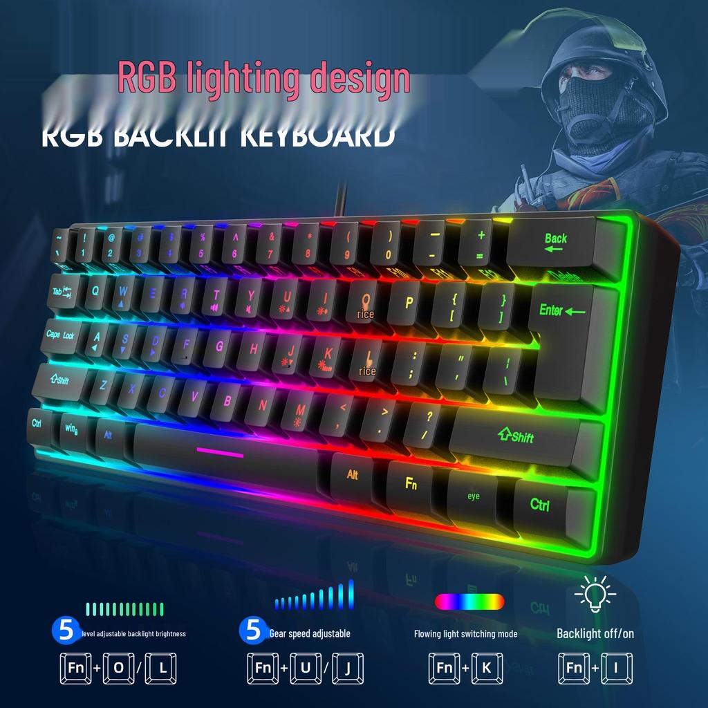 Mekanik Hissiyatlı 61 Tuşlu RGB Kablolu Oyuncu Klavyesi