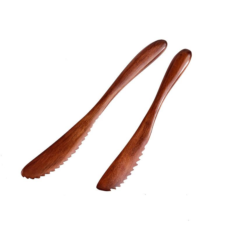 1pc Premium Wooden Butter Knife with Serrated Edge - Ideal for Spreading Cheese & Jam,Kitchen Essential for Home Cooks & Chefs, Butter Spreading Tool