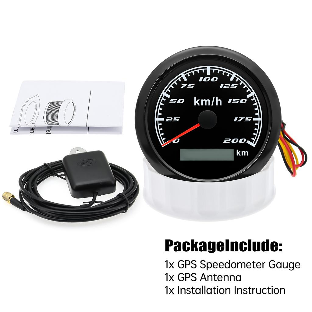 7 Color Light 60/120KMH 85MM GPS Speedometer Gauge Motorcycle Boat Car Truck Speed Gauge Meter with GPS Antenna Waterproof 9-32V