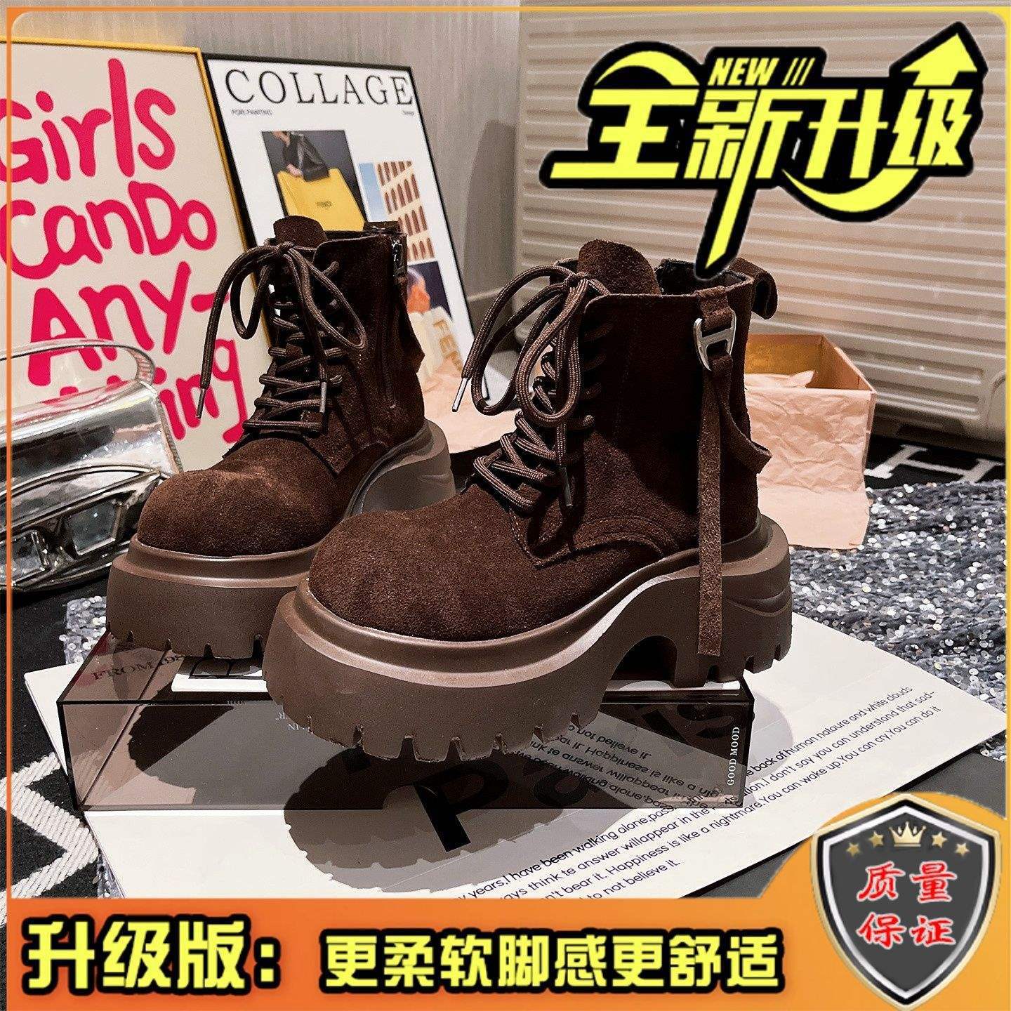 

Женские ботинки Мартин 2025 матовые осенние маффины новые на толстой подошве увеличивающие рост локомотивные ретро ботинки на шнуровке короткие ботинки 40