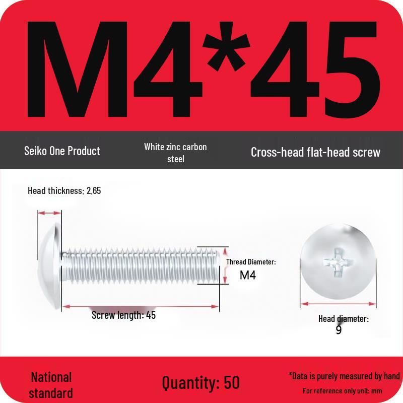 White Zinc M3-M6 Phillips Flat Head, Pan Head, and Mushroom Head Machine Screws