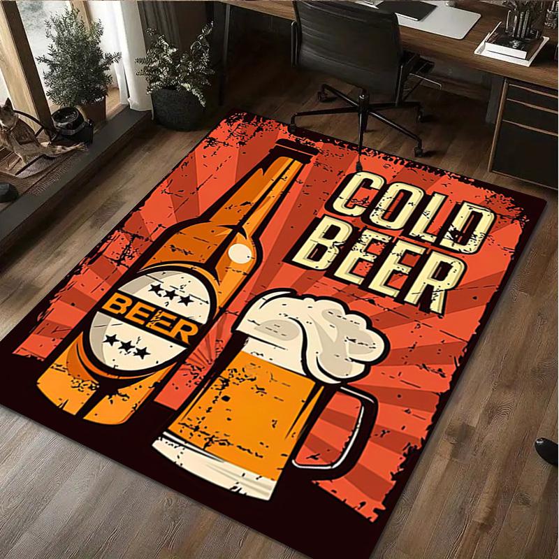 1Pc Beer Print Rug - Home Decoration Carpet For Living Room Bedroom Flooring Computer Chair Area Rug
