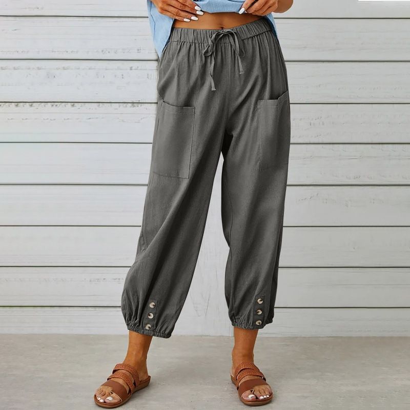 Loose Nine-Inch Pants and Wide-Leg Pants Pure Color Loose Cropped Pants Loose Pants