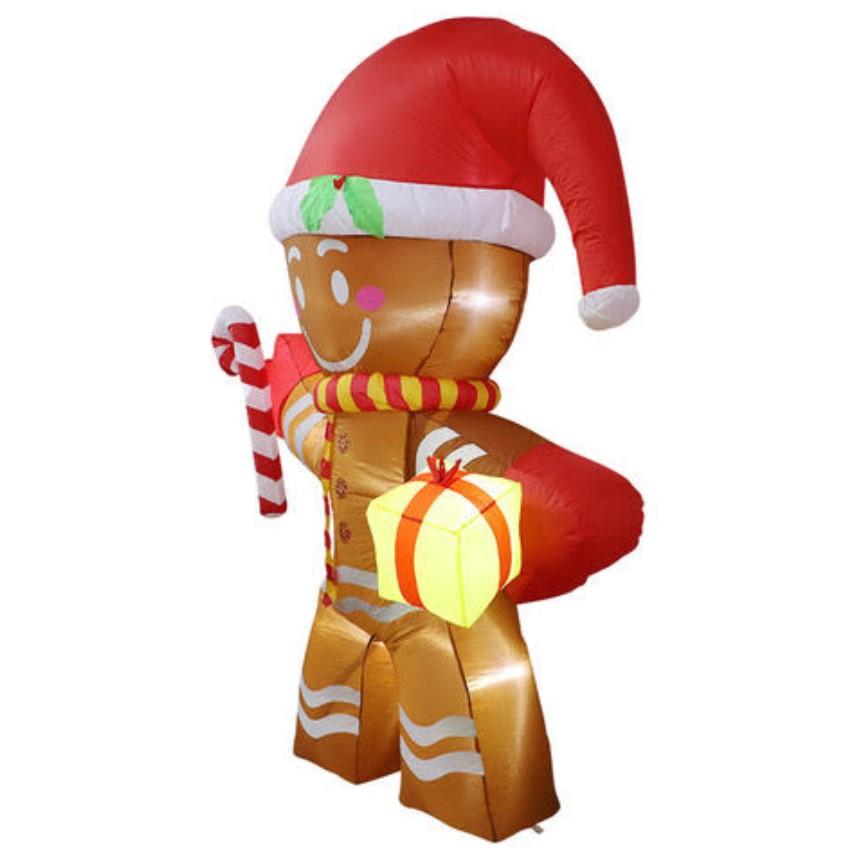 Inflatable Gingerbread Man Cookies StarryLights 240 Cm - a Large, Christmas Decoration for the Garden and Home
