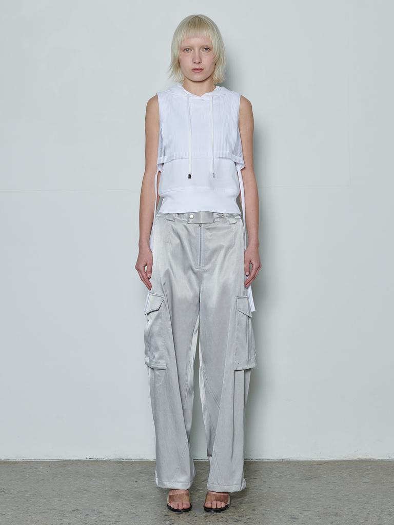 Lige Layered Hoodie Vest_Mesh White