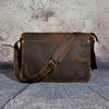 Mens Real Leather Retro Briefcase Single Shoulder Design Bag Messenger Crossbody Bag