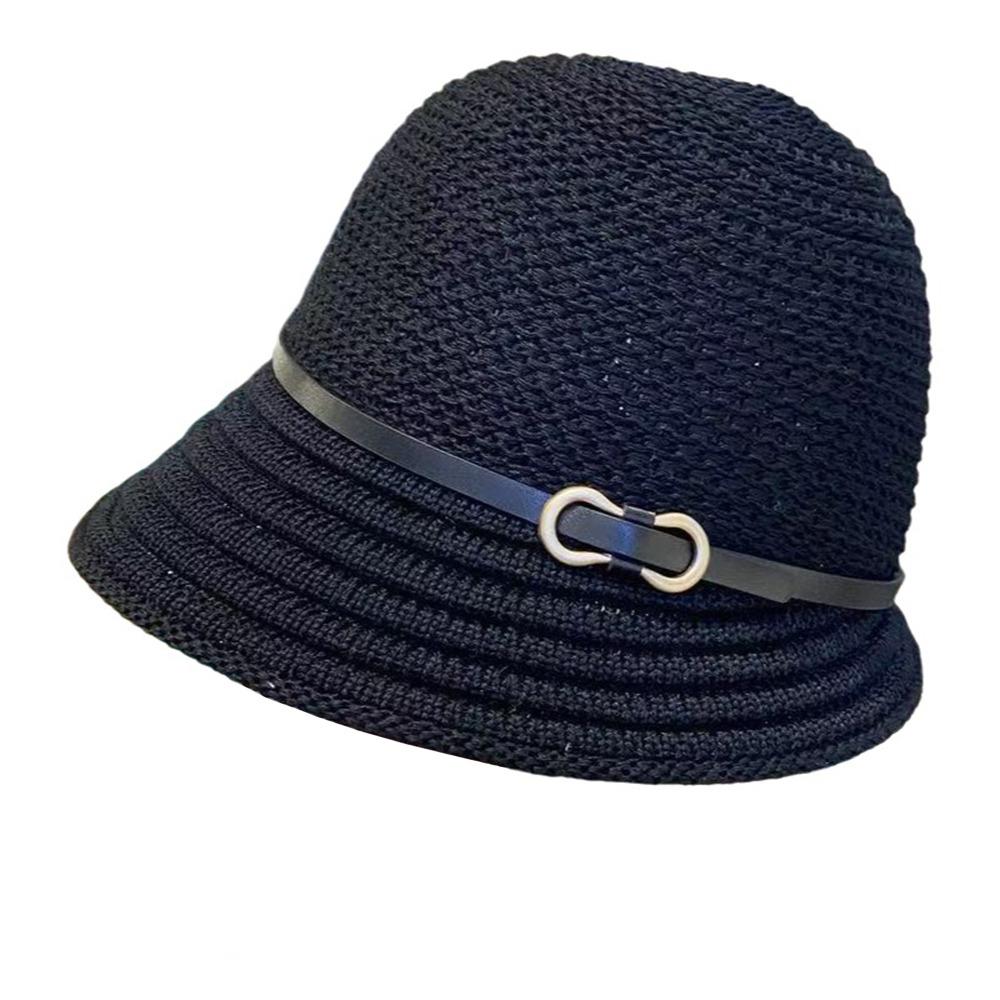 Fashion Wide Brim Straw Bucket Hat Breathable Lightweight Sun Hat Uv Protection Beach Hat Outdoor
