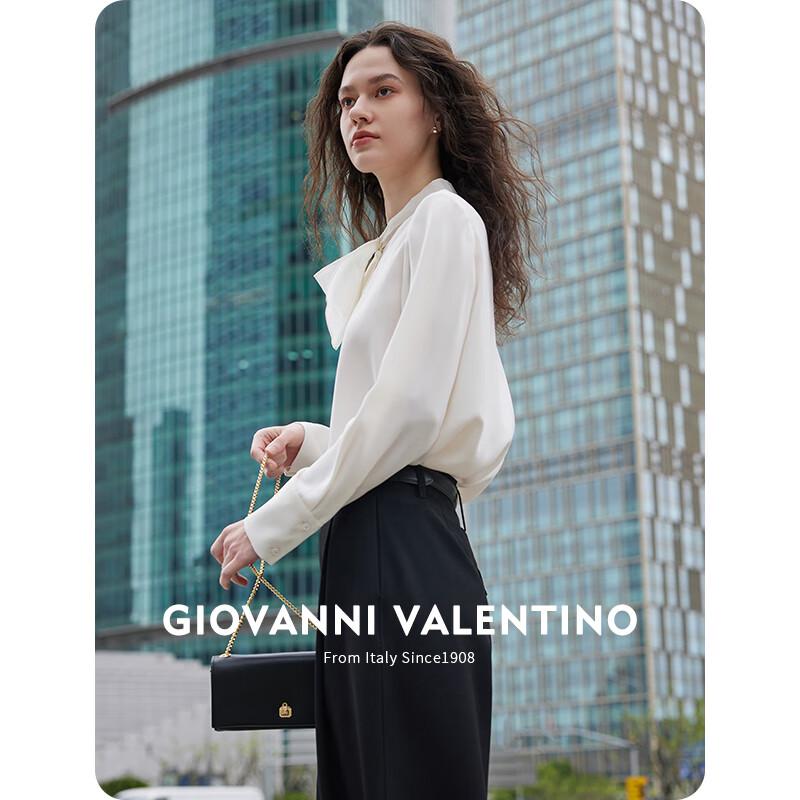 GIOVANNI VALENTINO Women's Long Sleeve Tie-Neck Shirt
