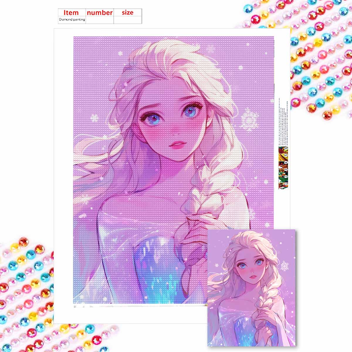 

DIY Diamond Painting Princess Elsa Cross Stitch Kit Mosaic Art Diamond Painting Full Circle Diamond Home Decoration Round 20x30cm