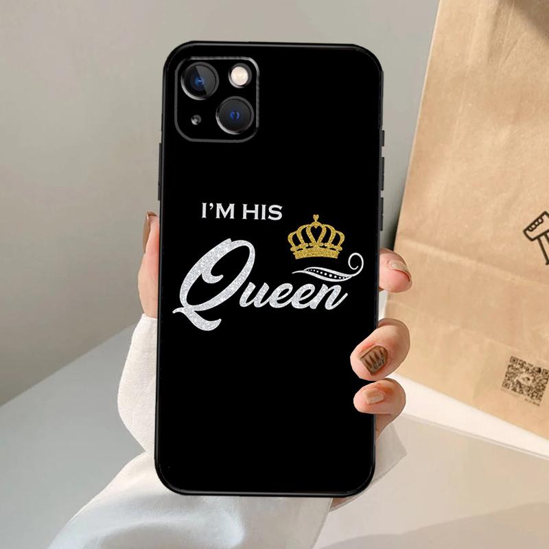 King Queen Couple Lovers Phone Case For iPhone 17 Air 16 14 13 12 11 15 Pro Max 13 12 Mini 15 16 Plus 16e Cover Coque