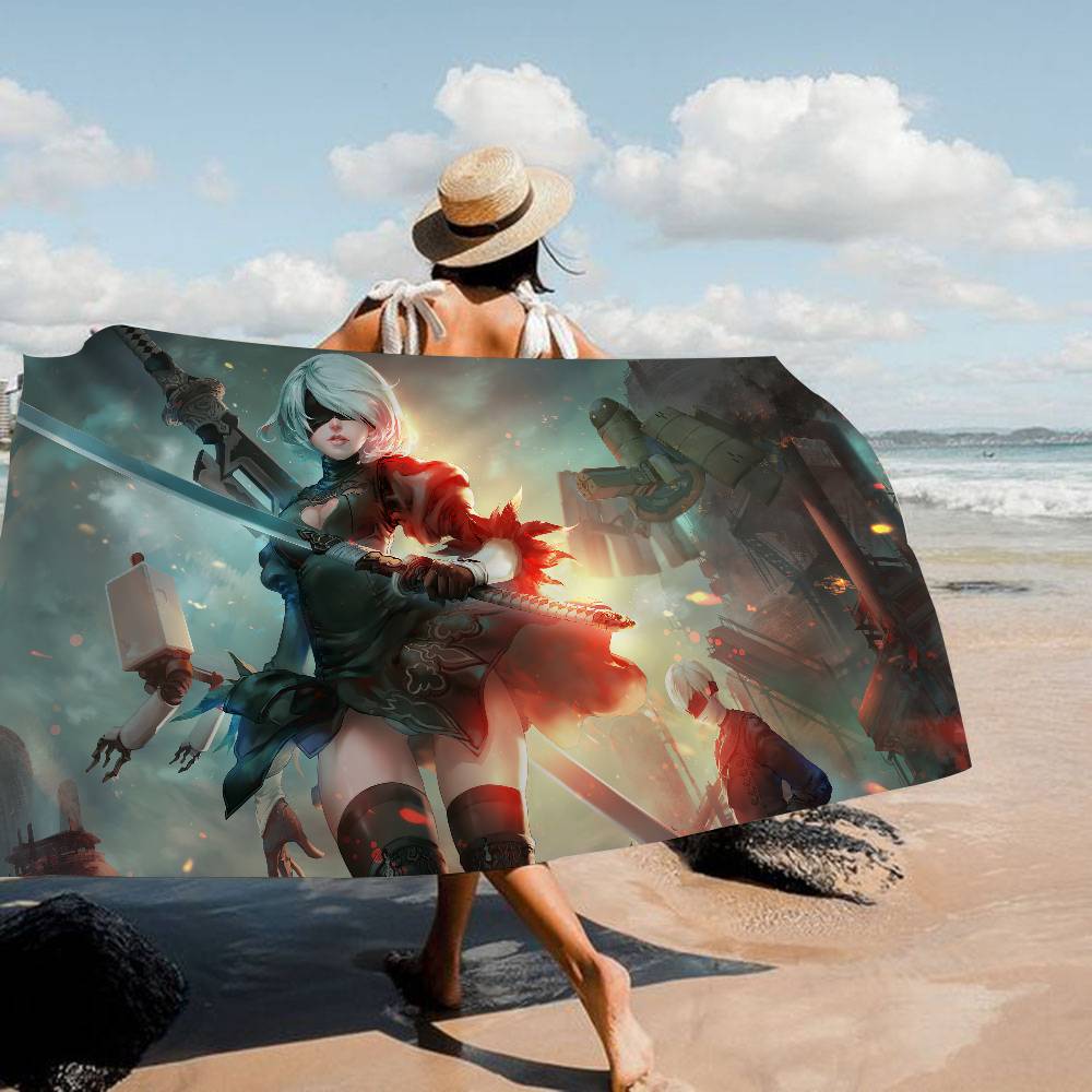 N-NieR A-Automata Microfiber Blanket Quick Drying Beach Towels Oversized Printing Super Absorbent Pool Towel Blanket