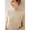 Women's Soft Cashmere Cable Knitwear - Semi-High Neck, Thickened for Autumn/Winter, Can Be Worn Alone or as a Commuting Base Layer