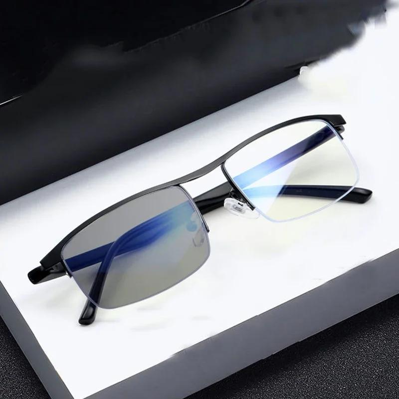 

Photochromic Business Myopia Glasses For Men Blue Light Blocking Color Changing Near Sight Glasses Anti Ray Eyewear 0 To -6.0 -3.5