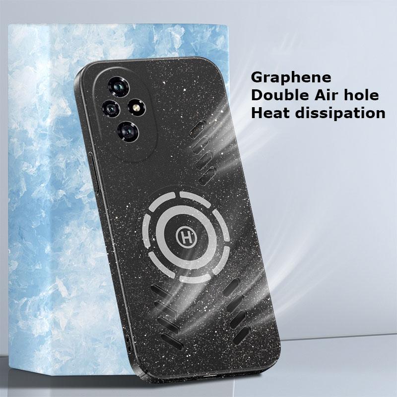 For Honor 200 100 Pro Rock Sand Ice Magnetic Heat Dissipation Matte Anti-fingerprint PC Case Breathable Cooling Anti-slip Cover Shell