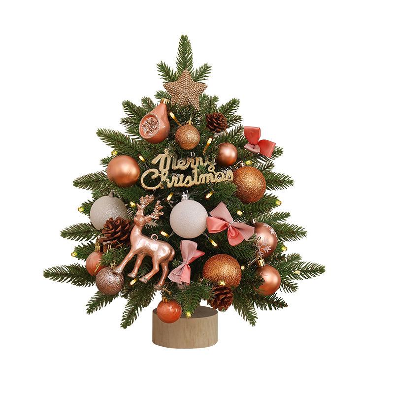 Mini Christmas Tree Set - Desktop PVC Xmas Tree with Lights, Eco-Friendly Decor,  Christmas Ornaments