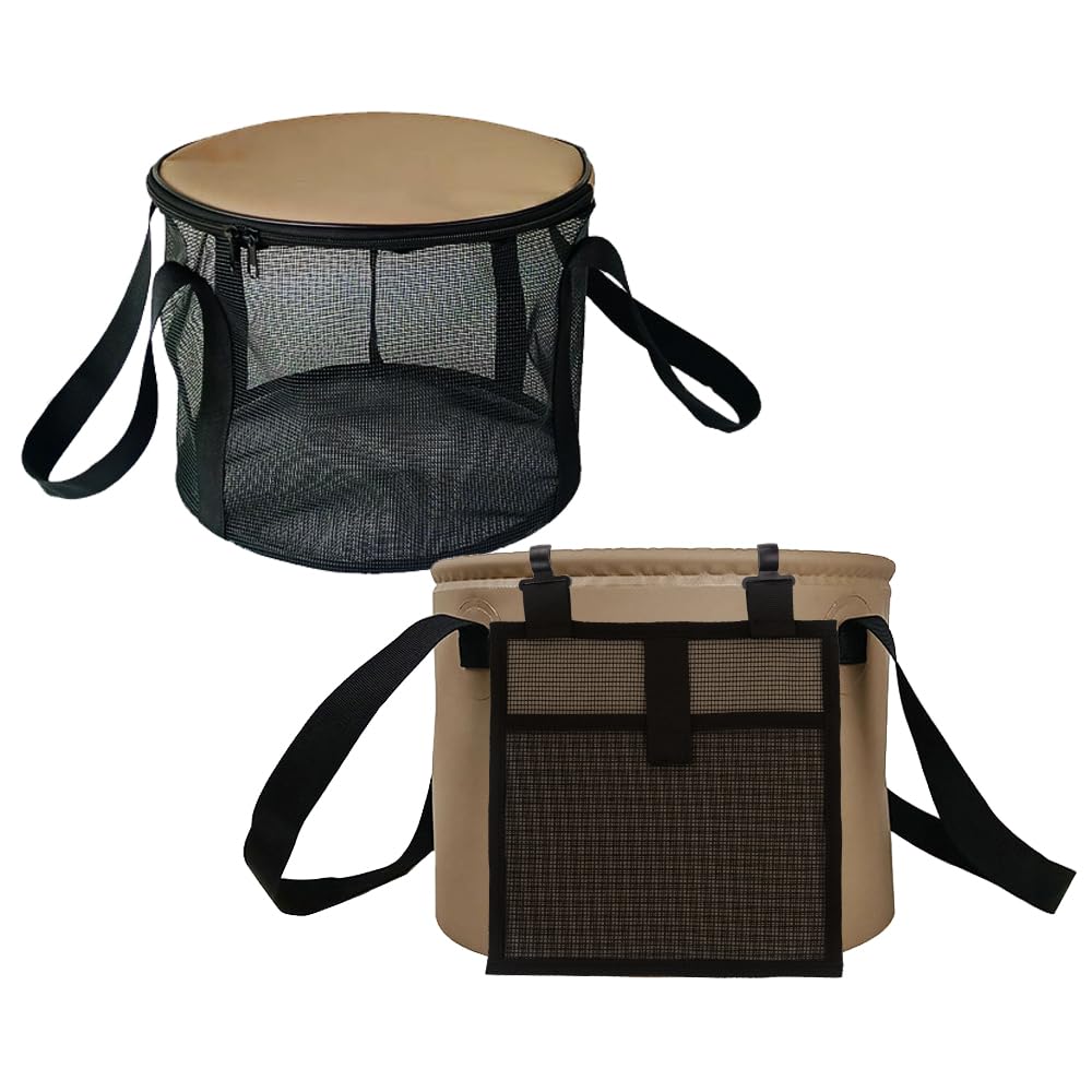 

TMR.Breath G 2-in-1 Foldable Outdoor Bucket, Dual-Layer Mesh Material, Breathable, Side Pockets, Self-Standing, Ideal for Camping, Fishing, and Water