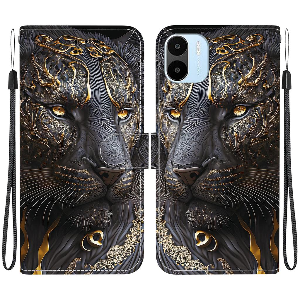 Handmade PU Leather Flip Case for Redmi A1/Redmi A2 Anti-Slip Shockproof Cover with Wrist Strap & Heart/Rose Cat Designs