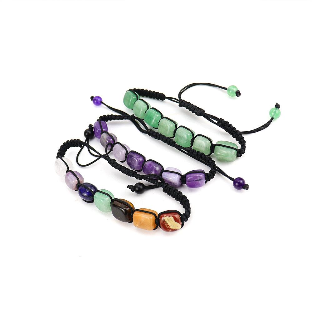 Hand-Woven Colorful Crystal Bracelet Rectangular Stone Yoga Bracelet B62