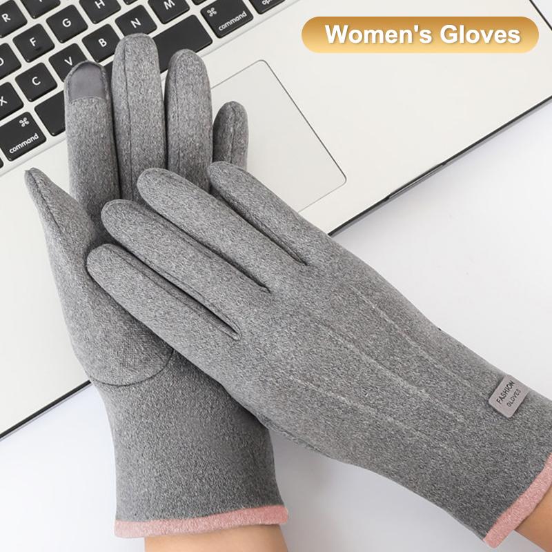 Women Men Winter Thick Plush Gloves Fashion Warm Suede Outdoor Guantes Lady Touchscreen Driving Gloves Sports Cycling Mittens