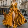 2024 European-American Deep V-Neck Lace Evening Gown with Sequined Train