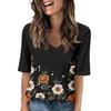 Women's V Neck T Shirts Half Sleeve Tops Printed Casual Summer Tees T Shirt Blouse