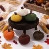 Fall Pumpkin Decorations Set of 6, Knitted Polyester Ornament with Fabric Tabs for Thanksgiving Tables, Shelves, Windowsills and Indoor Foliage