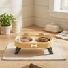 Double Bowl Elevated Cat Bowl Stainless Steel Cat Feeding Dish Dog Food Container  For Small Dogs