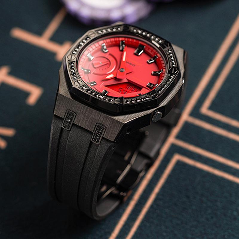 CASIO Customized watch modified series Blood Demon Quartz rubber strap unisex red dial GA-2100-4A GA-2100-4AGaiZhuang-XueMo