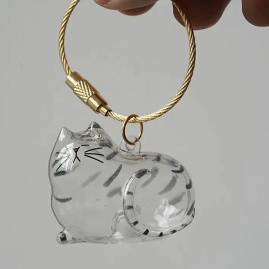 Cat Hair Storage Bottle Transparent Pet Fur Keepsake Keychain for Collecting Cats Dogs Hair Pet Memorial Gift
