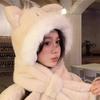 Women's Winter Cute Fox Ear Warm Plush Hat Cycling Cold Resistant Ear Protection Hat Scarf Integrated