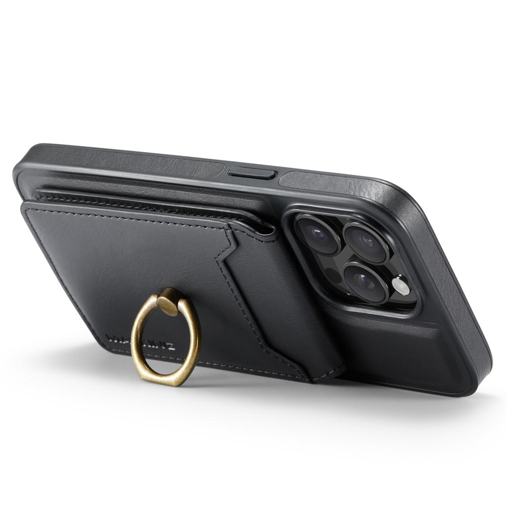 MAGKING K1 Series For iPhone 15 Pro Max Magnetic Case PC+TPU+PU Phone Cover with Card Holder Kickstand