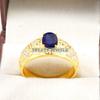 Erkekler İçin Altın Kaplama 925 Ayar Gümüş Üzerine Mavi Safir Oval Kesim Yüzük #B618 JL375686514690