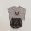 Children's Summer Short-Sleeve Two-Piece Set: Baby Letter Print T-Shirt & Bread Pants In Merade Color
