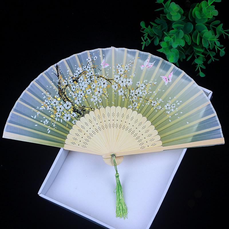 Children's Portable Pink & Blue Folding Dance Fan for Hanfu & Cheongsam