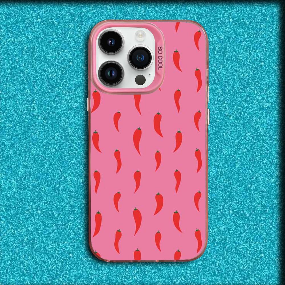 Chili Red Phone Case For iPhone 16,15,14,13,12,11,Mini,Pro,MAX Pink Matte Silicone Cover