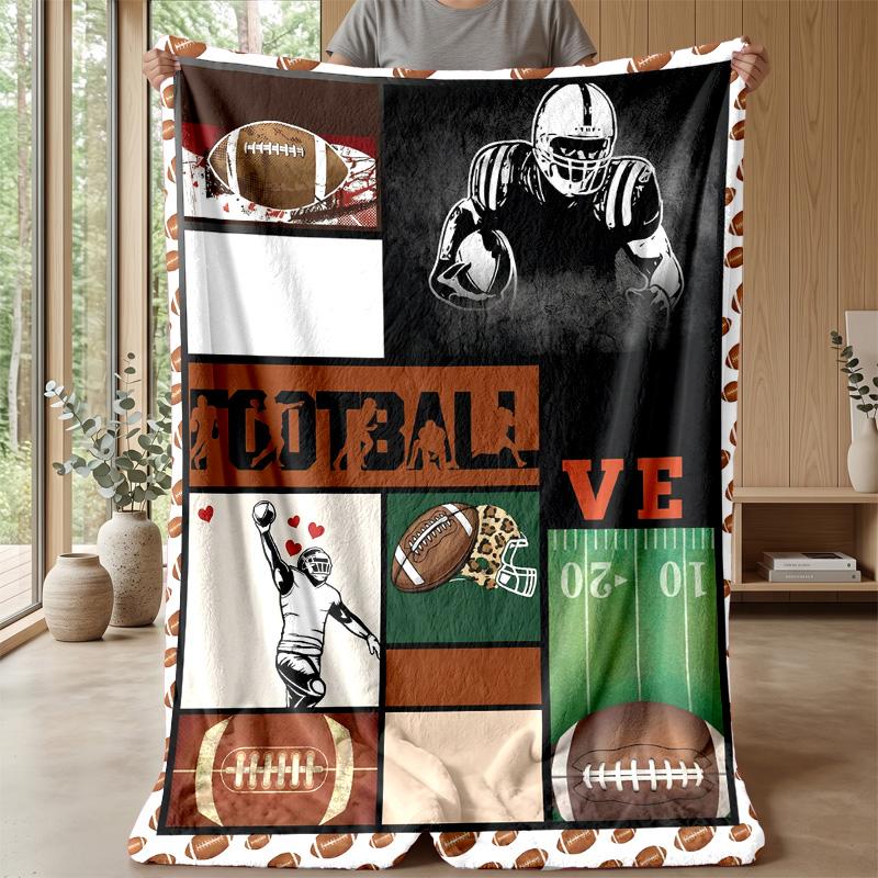 Football Equipment Still Life Theme blanket Lightweight Warm Flannel Blanket Decorative Throw Blanket for Home Decoration