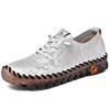 Fashion New designer oxford shoes split leather woman lug sole anti skid flats lace up slip on shoes 43 44 women's orthopedic moccasins