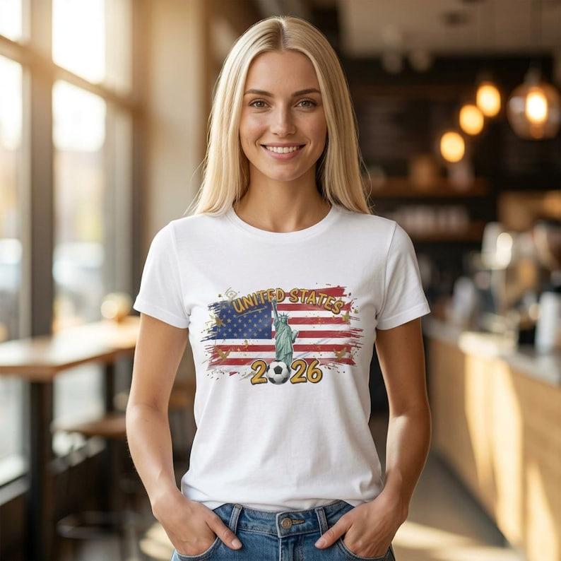 United States Statue of Liberty soccer 2026 Tee, United States Soccer Shirt, Retro USA Team Graphic Tee,Patriotic tee,vintage 90s tee L